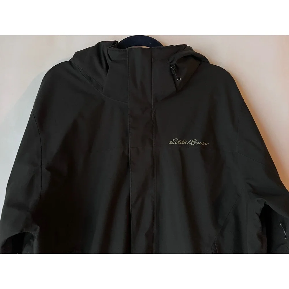 Eddie Bauer Mens L Black Hooded‎ Weatheredge Jacket